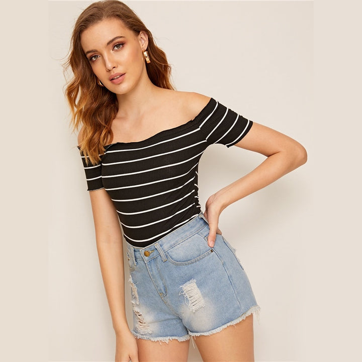 Valor Off-Shoulder Stripped Top