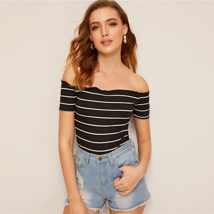 Valor Off-Shoulder Stripped Top