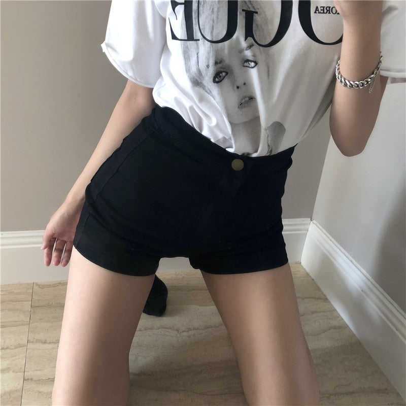 LUV Black High-Waist Shorts