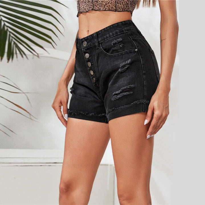 Weekend Distressed Mid-Rise Shorts